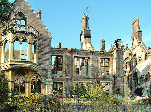 HRS 6913  Hafodunos Hall, side elevation after 2004 fire