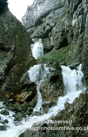 Gordale Scar in flood 1976