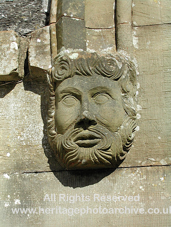 HRS 2553 Llanrwst, carved stone head 2003 1 of 2