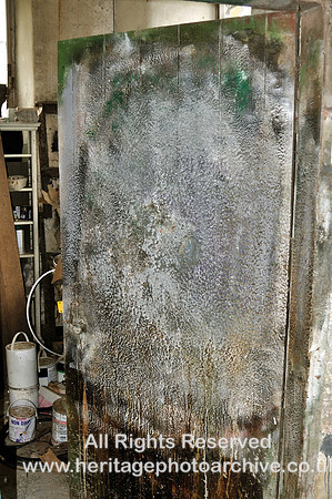 HRS 2687 South Cumbria Bobbin Mill, paint tests on door