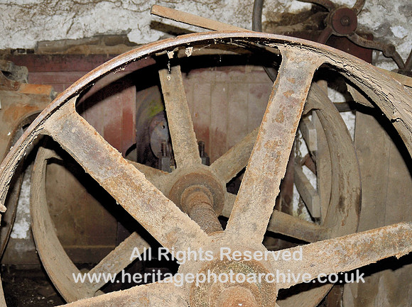 HRS 2700 South Cumbria Bobbin Mill, View along lineshaft into turbine room