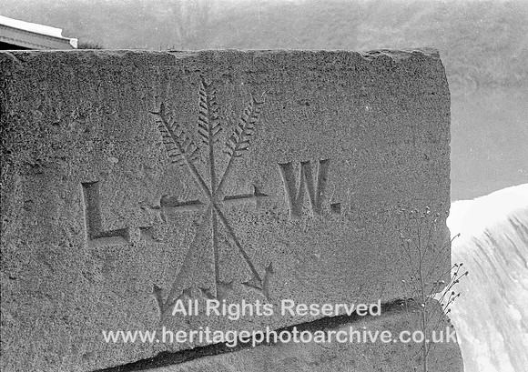 HRS 2926 Radcliffe, Boundary stone on Shaky Bridge Weir 1962