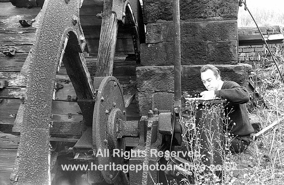 HRS 2978 Radcliffe, Mount Sion waterwheel being surveyed 1970s