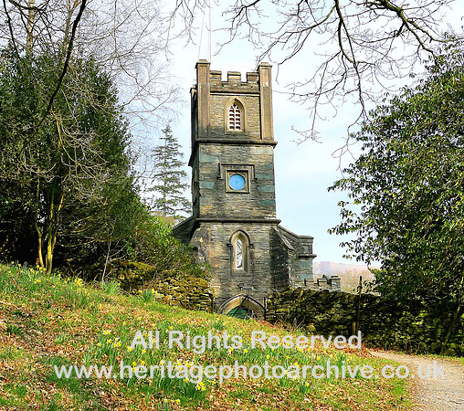 HRS 7182 Rydal Church, blue clock-face