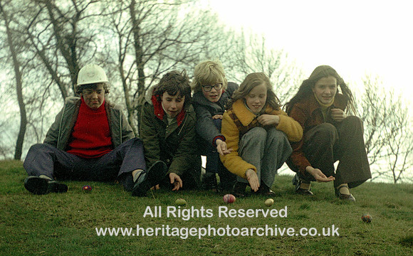 HRS 3177 Radcliffe, Easter egg rolling Coronation Park 1974