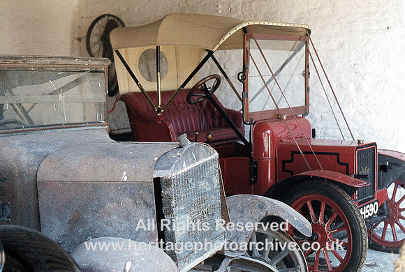 HRS 3776 Wrexham, Erddig Hall, old cars in garage 1970s