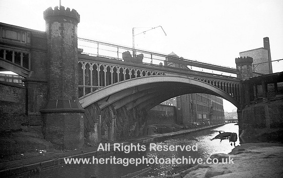 HRS 3862 Rochdale Canal, Railway Bridge over Rochdale Canal, Manchester 1970s