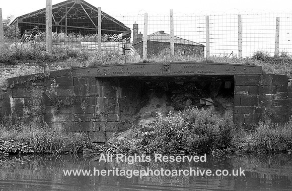 HRS 3932 Irwell, Salford side entrance to rubbish wharfage 1980s
