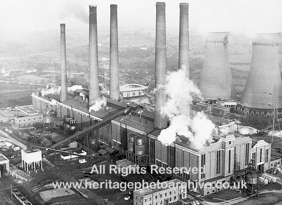 HRS 3955 Kearsley Power Station, aerial view turbine halls c1960s