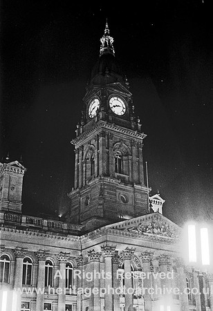 HRS 3598 Bolton Town Hall at night late 1960s