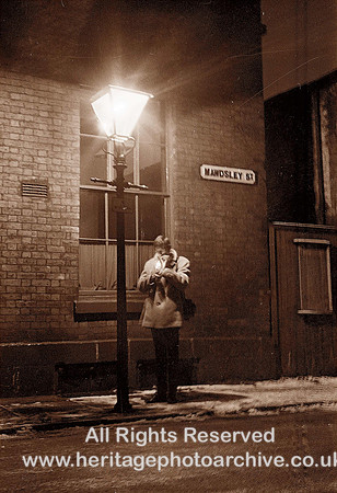HRS 3601 Bolton, Mawdsley St man under gas light late 1960s