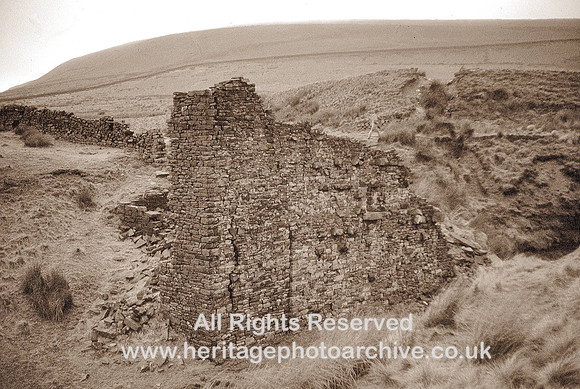 HRS 3665 Cheesden, watermill ruins 1970s