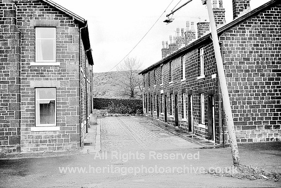 HRS 4139 Summerseat, terraced housing leaning lamp-post 1970s