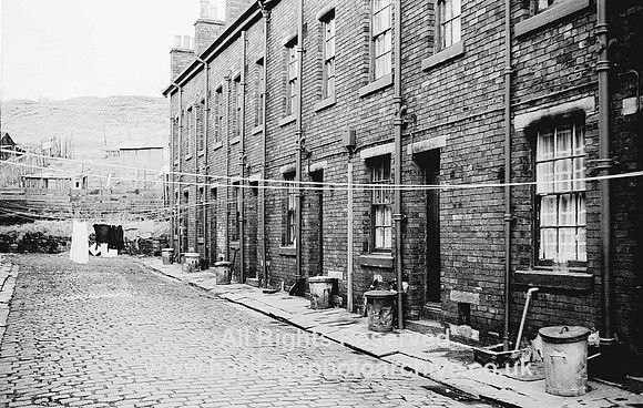 HRS 4145 Summerseat, terraced housing bins outside 1970s