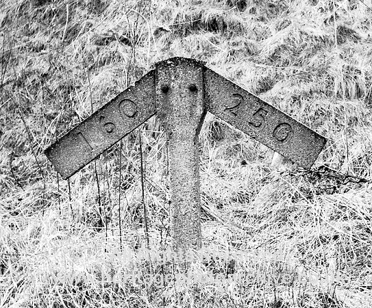 HRS 4385 East Lancashire Railway, Outwood cutting gradient post concrete 1969