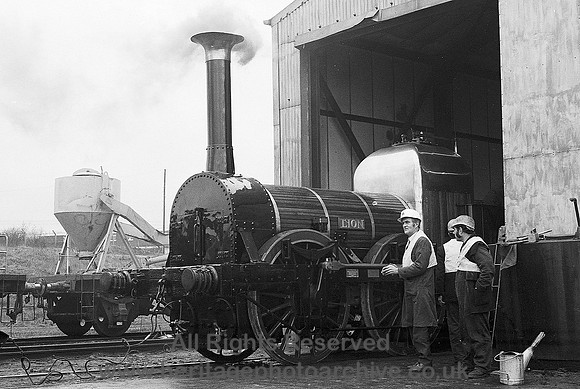 HRS 4395 Liverpool and Manchester Railway loco Lion at Bold Colliery St Helens 1980