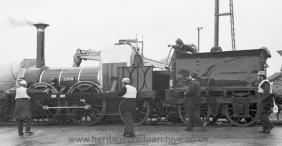 HRS 4394 Liverpool and Manchester Railway loco Lion at Bold Colliery St Helens 1980