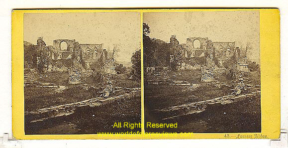 Lake District, Furness Abbey, boy on wall