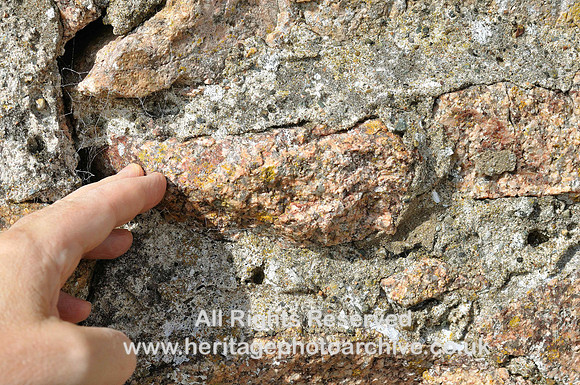 HRS 4963 Eskdale granite in wall Ravenglass 2010