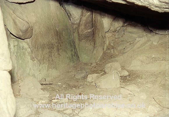 HRS 5926 Neolithic Burial Chamber, Hebdre Waelog interior Glan Conwy 1966