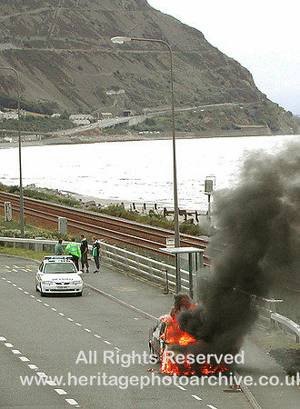 HRS 6241 Penmaenmawr, car fire on A55 2008