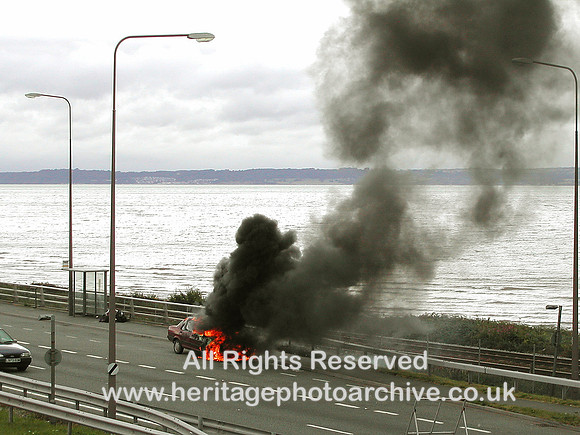 HRS 6242 Penmaenmawr, car fire on A55 2008