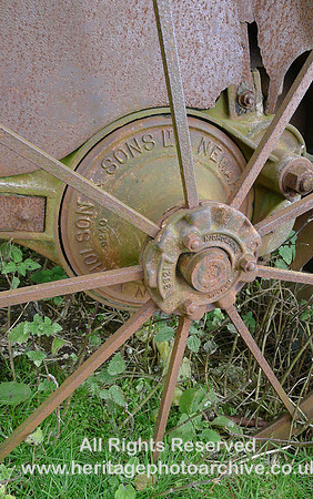 HRS 7337 Buskett Howe farm, old hay-tedder Nicholson's Newark detail