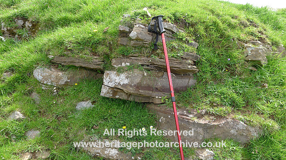 Holker Quarry Flat unworked sandstone units close up