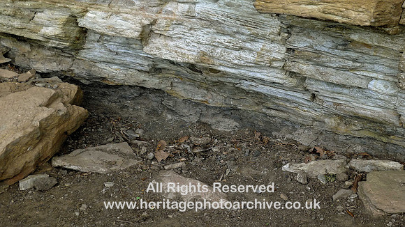 Holker, North quarry face shale band at base