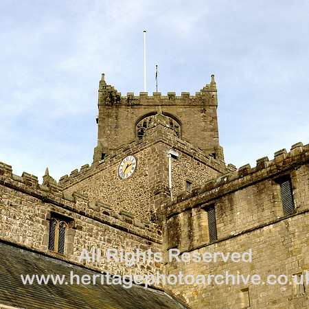 HRS 7371 Cartmel Priory close up of clock tower