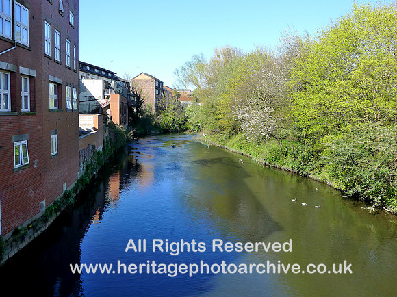 HRS 11566 Radcliffe, River Irwell Radcliffe bridge looking E  2023