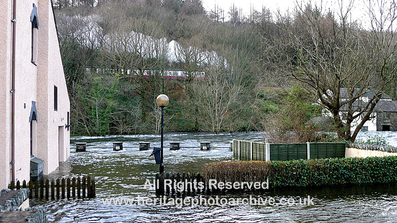 HRS 7383 Backbarrow, Whitewater Hotel Fitness Centre car park in flood