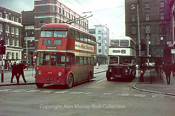 Manchester, Stevenson Square, trolley bus 1966