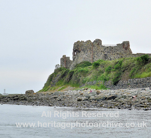 HRS 2355 Piel Island Castle from sea, Left Walney lighthouse