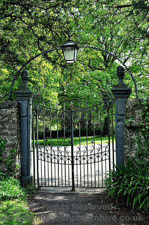 HRS 7030 Witherslack church, wrought iron gateway etc