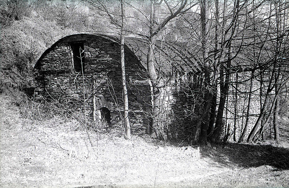 Backbarrow Iron Works,  storage shed over railway