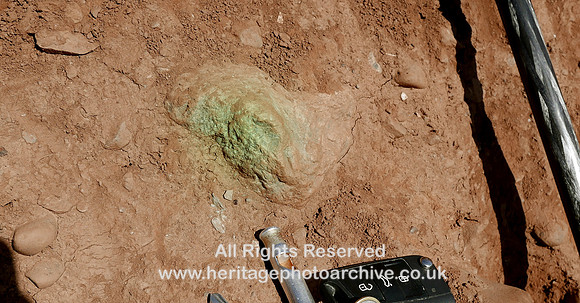 HRS 11576 Barrow-in-Furness, Yarlside iron mines, Copper ore, malachite in a glacial erratic on site L7770665