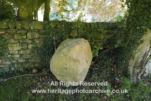 HRS 8193 Wray, Glacial erratic and church wall