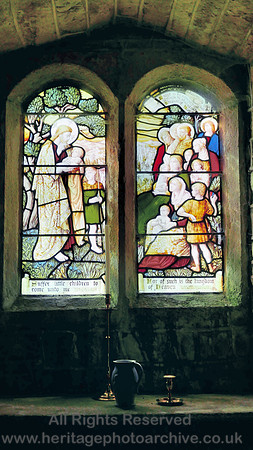 HRS 8414 Abbeystead, Christ Church, stained glass Suffer little children L7700207