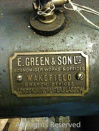 Steam engine,  E Green manufacturer's nameplate