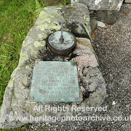 HRS 8509 Seathwaite, Holy Trinity Churchyard, stone with sundial etc