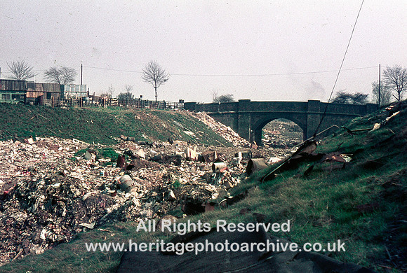 HRS 8596 Radcliffe, railway cutting rubbish 1970