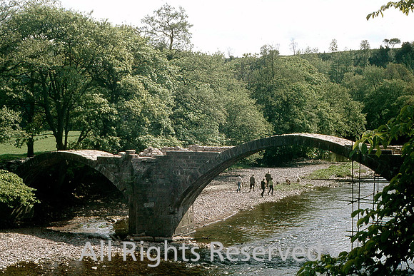 Lower Hodder Bridge and people 1970