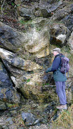 HRS 11645 Arnside Geological fault in limestone on shore 2016 L1130138