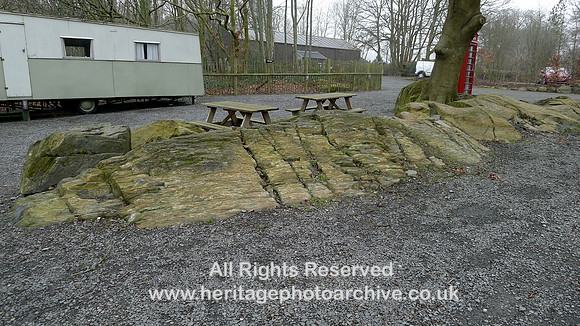 HRS 11667 Backbarrow Motor Museum site, Glacially sculptured rocks, Bannisdale series