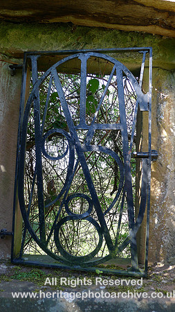 HRS 9021 Morland, Ornamental iron grating from dry stone wall near beck L1150250