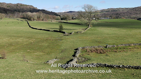 HRS 9110 Haverthwaite, field patterns looking towards the church L7710360