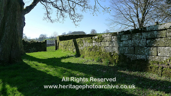 HRS 9006 Crosby Ravensworth, dry stone wall at church of St Lawrence