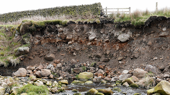 HRS 9307 Tarnbrook, Pea Carr Barn, sheepfold boulder till erosion section L7710966