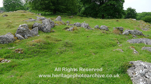HRS 9411 Little Urswick Crags, remains of dry stone boulder stock pen L1170575
